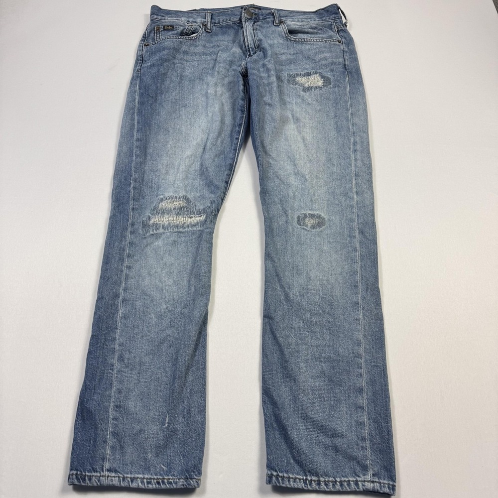 Polo Ralph Lauren‎ Distressed Sullivan Slim Jeans Mens 33x32 Light Wash Denim